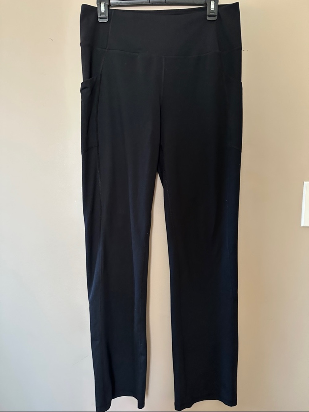 Marika Black Straight-Leg Active Track Pants with Side Pockets